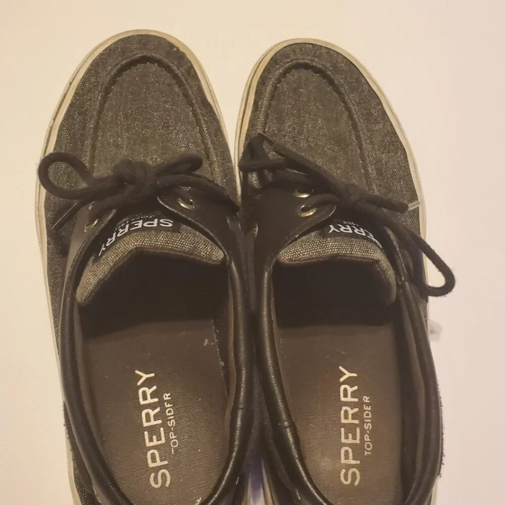 Sperry Men's Top-Sider Boat Shoes Black/Gray with Memory Foam Insoles Si…